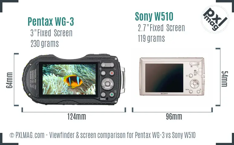 Pentax WG-3 vs Sony W510 Screen and Viewfinder comparison