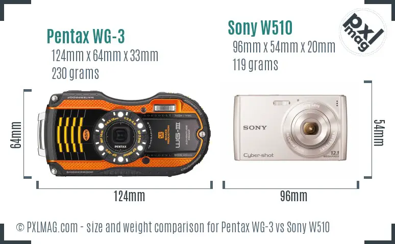 Pentax WG-3 vs Sony W510 size comparison