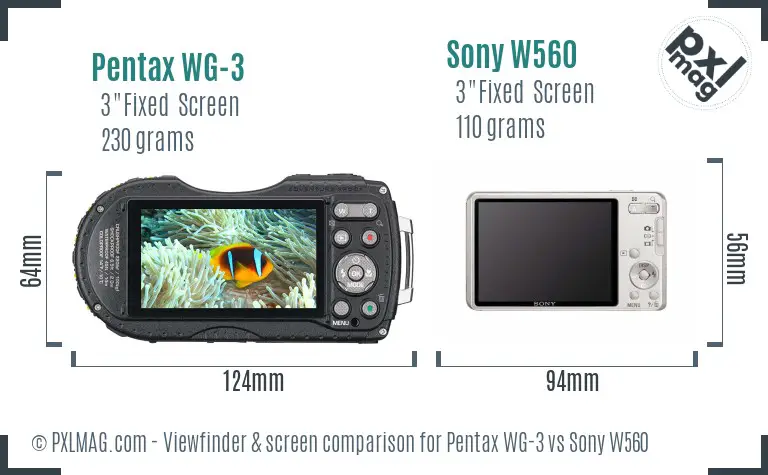 Pentax WG-3 vs Sony W560 Screen and Viewfinder comparison