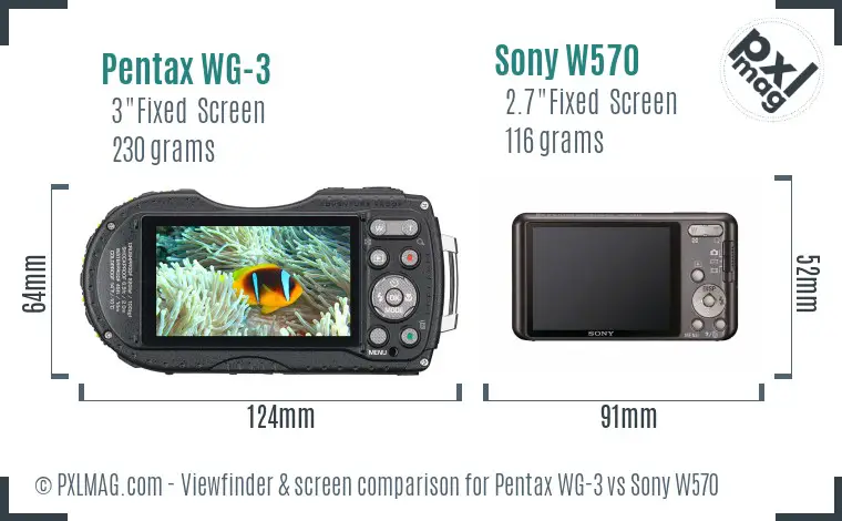 Pentax WG-3 vs Sony W570 Screen and Viewfinder comparison