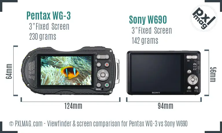 Pentax WG-3 vs Sony W690 Screen and Viewfinder comparison