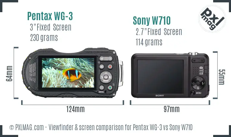 Pentax WG-3 vs Sony W710 Screen and Viewfinder comparison