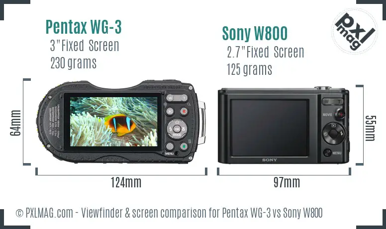 Pentax WG-3 vs Sony W800 Screen and Viewfinder comparison