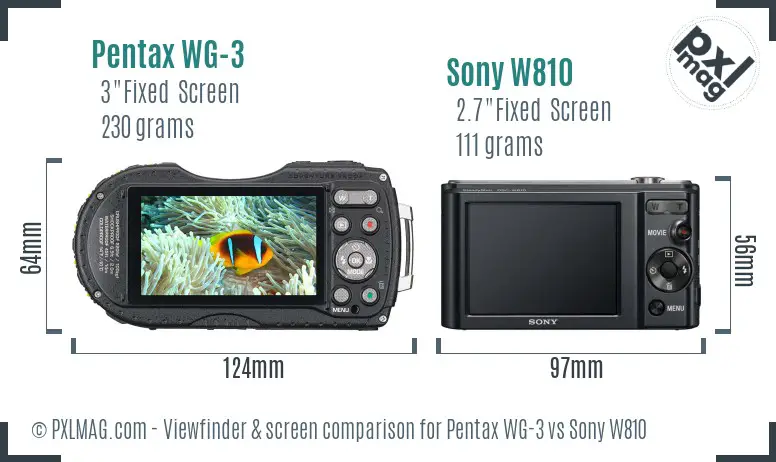 Pentax WG-3 vs Sony W810 Screen and Viewfinder comparison