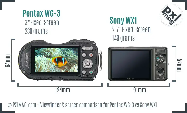 Pentax WG-3 vs Sony WX1 Screen and Viewfinder comparison