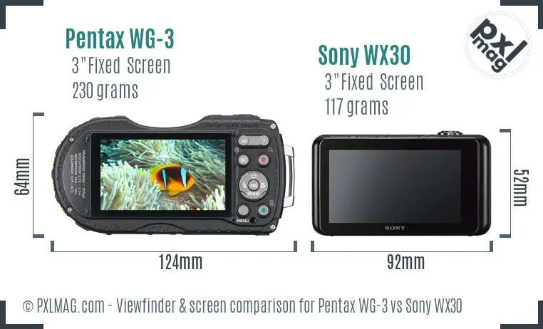 Pentax WG-3 vs Sony WX30 Screen and Viewfinder comparison