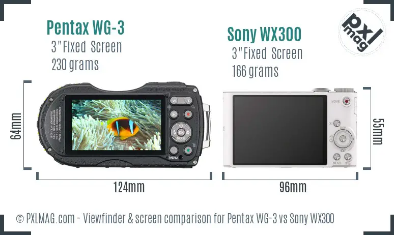 Pentax WG-3 vs Sony WX300 Screen and Viewfinder comparison