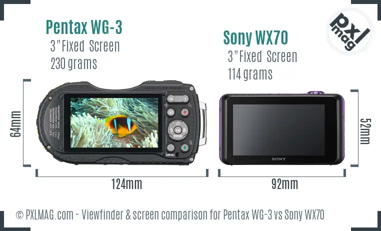 Pentax WG-3 vs Sony WX70 Screen and Viewfinder comparison