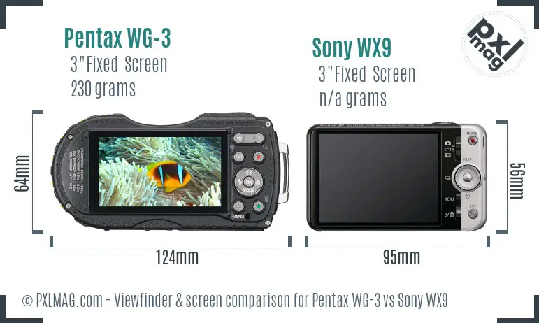 Pentax WG-3 vs Sony WX9 Screen and Viewfinder comparison
