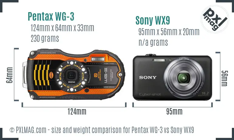 Pentax WG-3 vs Sony WX9 size comparison