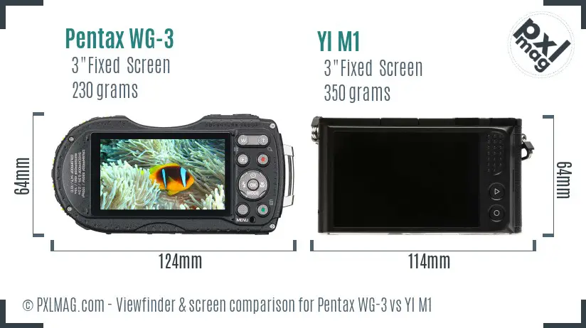 Pentax WG-3 vs YI M1 Screen and Viewfinder comparison