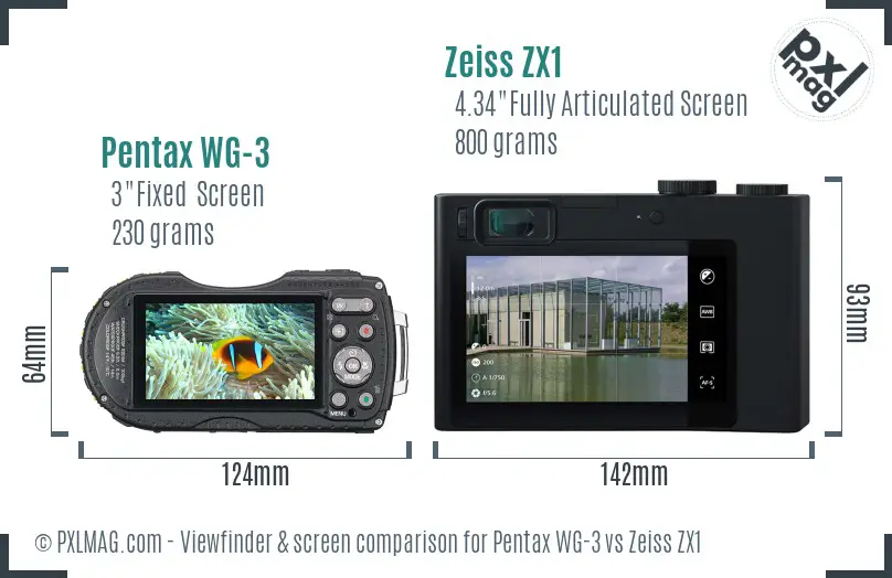 Pentax WG-3 vs Zeiss ZX1 Screen and Viewfinder comparison