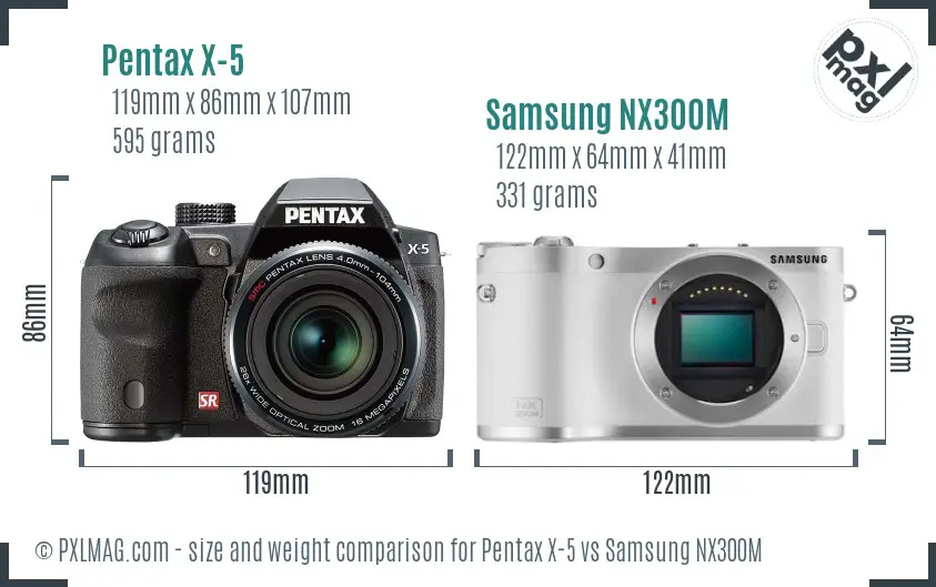 Pentax X-5 vs Samsung NX300M size comparison