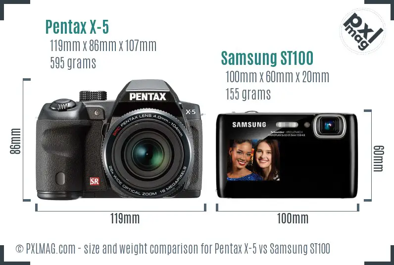 Pentax X-5 vs Samsung ST100 size comparison