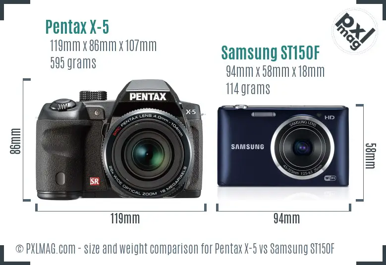 Pentax X-5 vs Samsung ST150F size comparison