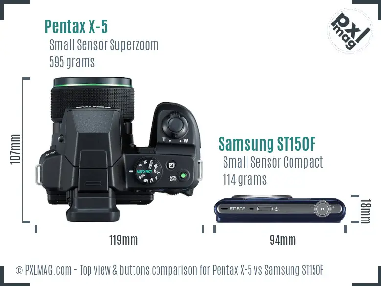 Pentax X-5 vs Samsung ST150F top view buttons comparison