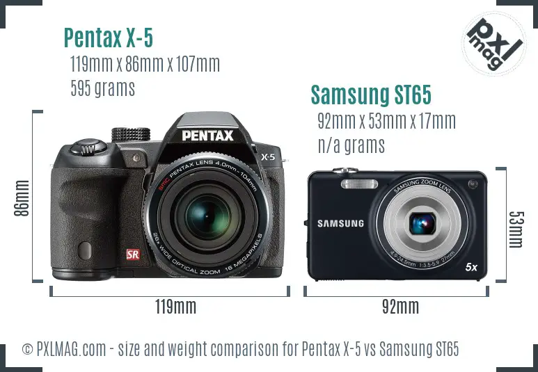 Pentax X-5 vs Samsung ST65 size comparison