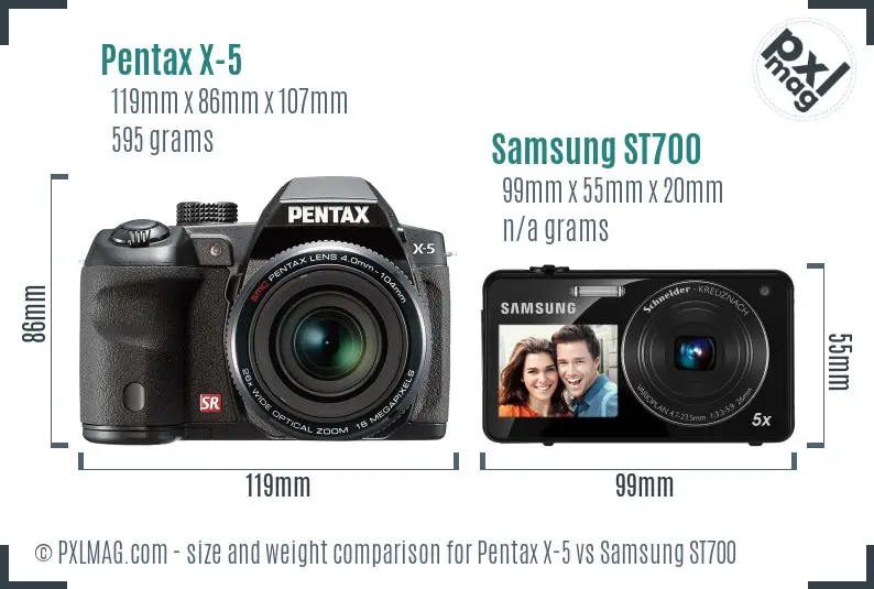 Pentax X-5 vs Samsung ST700 size comparison