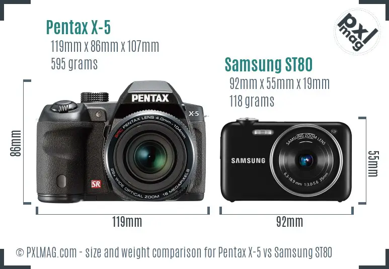 Pentax X-5 vs Samsung ST80 size comparison