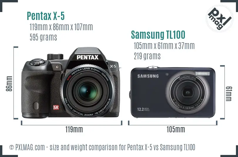 Pentax X-5 vs Samsung TL100 size comparison