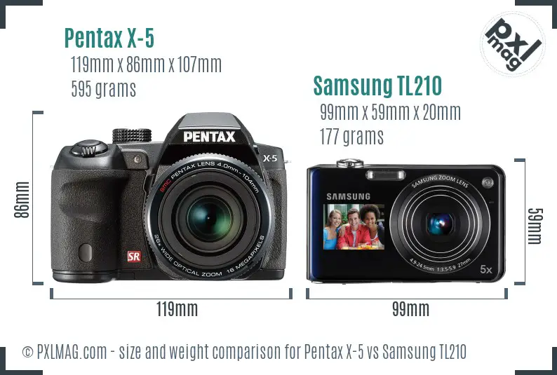 Pentax X-5 vs Samsung TL210 size comparison
