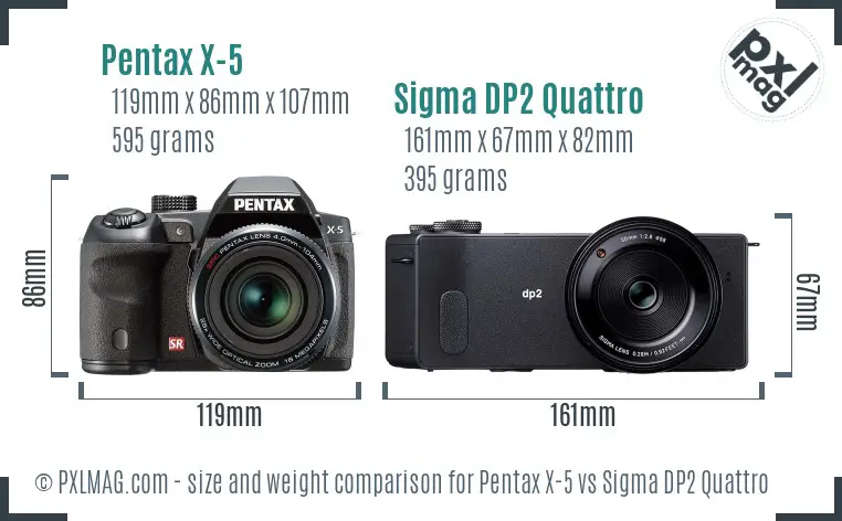 Pentax X-5 vs Sigma DP2 Quattro size comparison