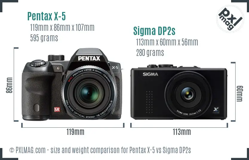 Pentax X-5 vs Sigma DP2s size comparison