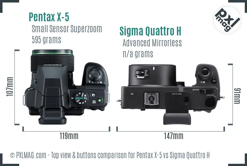 Pentax X-5 vs Sigma Quattro H top view buttons comparison