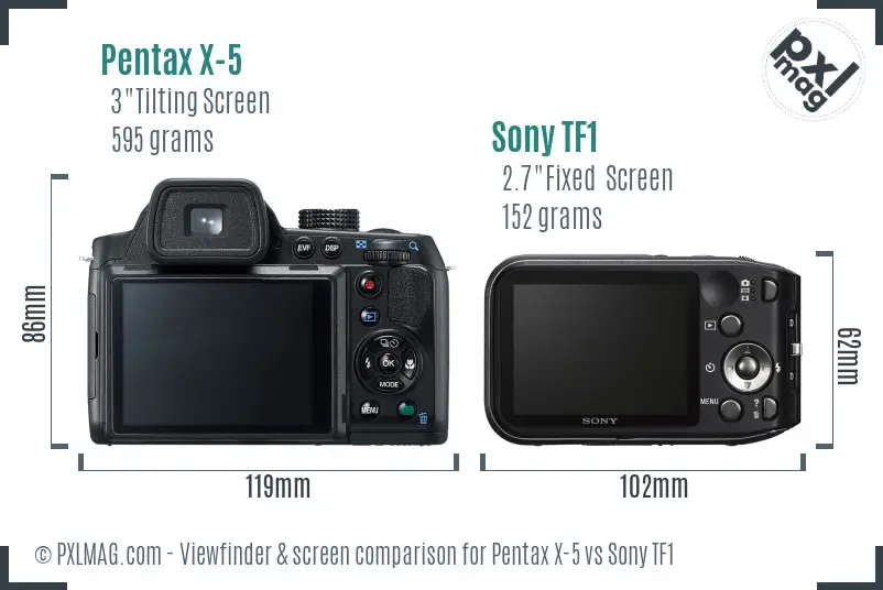 Pentax X-5 vs Sony TF1 Screen and Viewfinder comparison