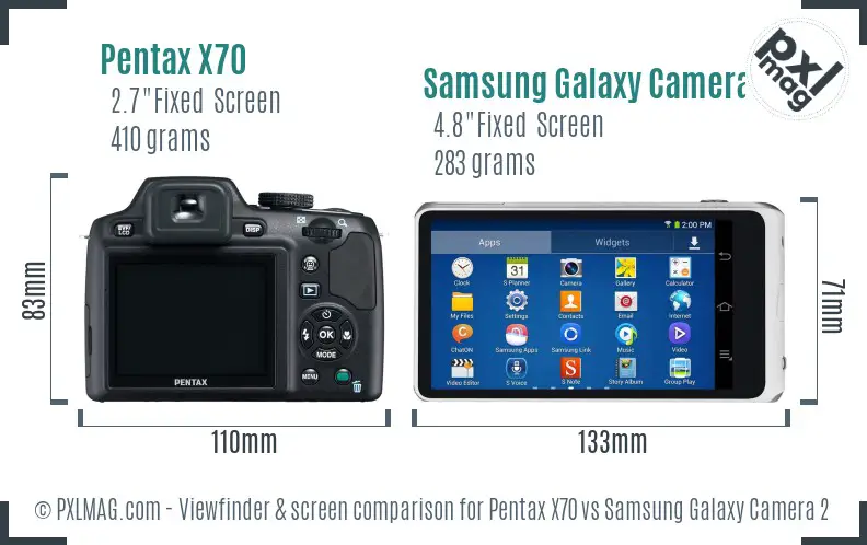 Pentax X70 vs Samsung Galaxy Camera 2 Screen and Viewfinder comparison