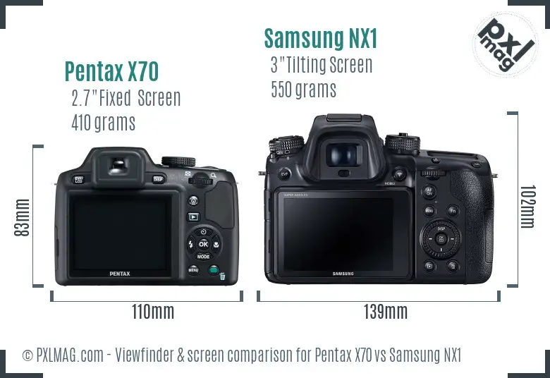Pentax X70 vs Samsung NX1 Screen and Viewfinder comparison