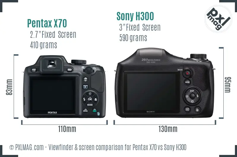 Pentax X70 vs Sony H300 Screen and Viewfinder comparison