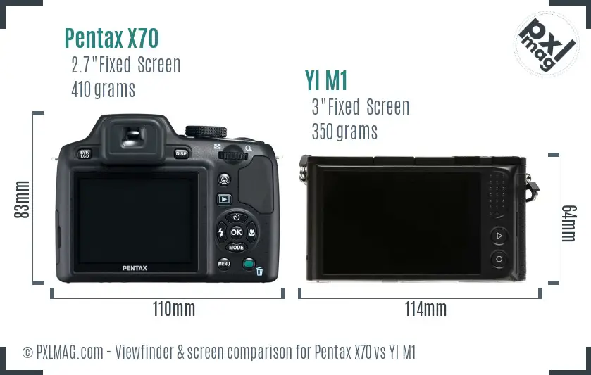 Pentax X70 vs YI M1 Screen and Viewfinder comparison