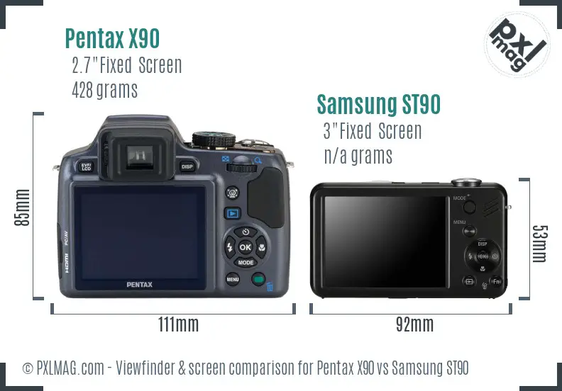 Pentax X90 vs Samsung ST90 Screen and Viewfinder comparison Pentax X90 vs Samsung ST90 Screen and Viewfinder comparison