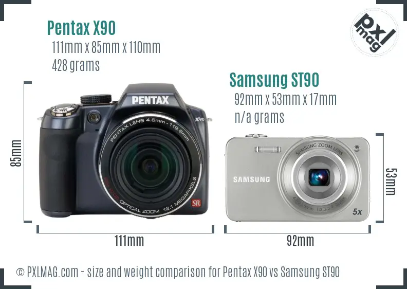 Pentax X90 vs Samsung ST90 size comparison Pentax X90 vs Samsung ST90 size comparison