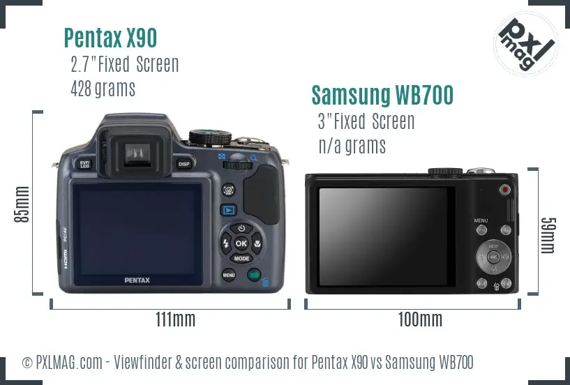 Pentax X90 vs Samsung WB700 Screen and Viewfinder comparison