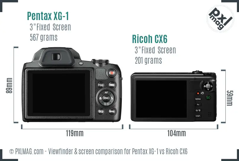 Pentax XG-1 vs Ricoh CX6 Screen and Viewfinder comparison
