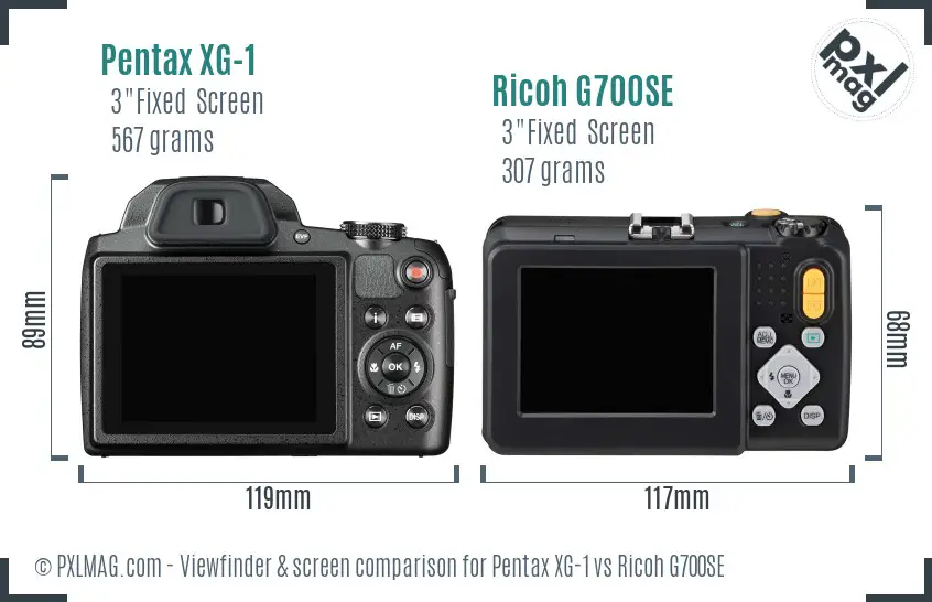 Pentax XG-1 vs Ricoh G700SE Screen and Viewfinder comparison