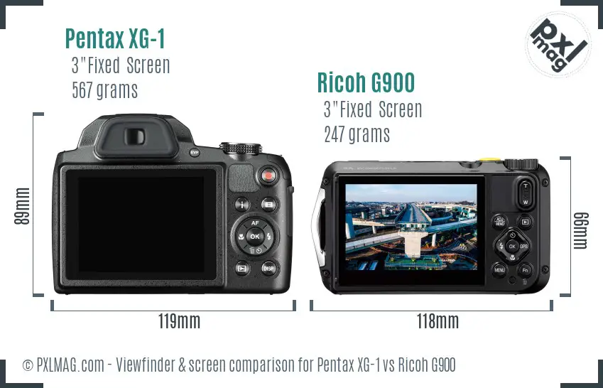 Pentax XG-1 vs Ricoh G900 Screen and Viewfinder comparison