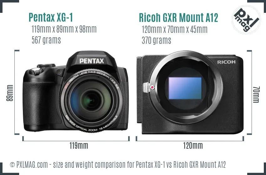 Pentax XG-1 vs Ricoh GXR Mount A12 size comparison