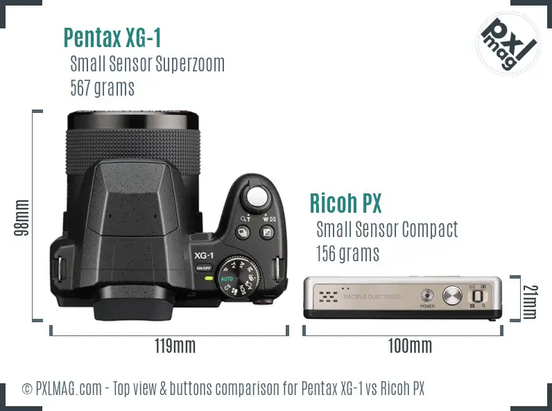 Pentax XG-1 vs Ricoh PX top view buttons comparison