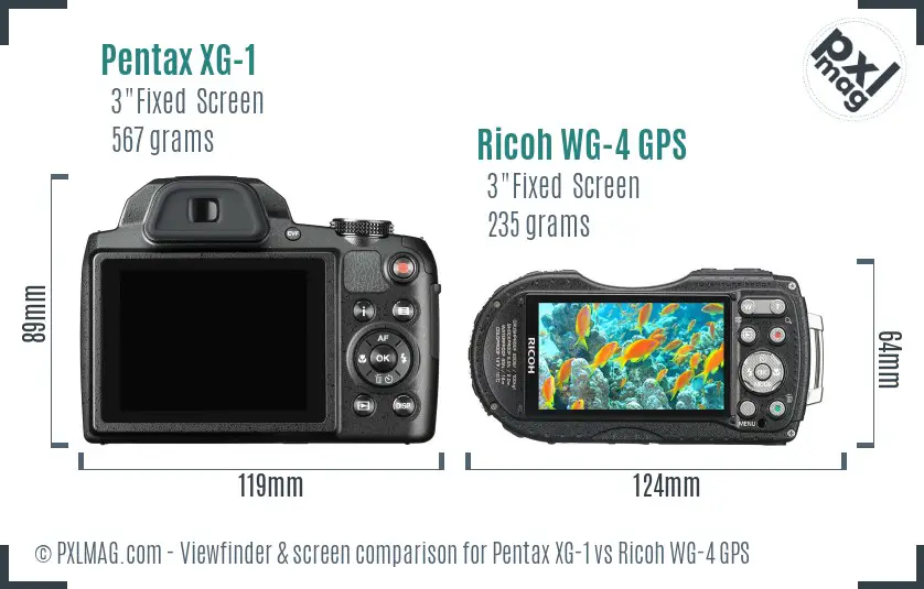 Pentax XG-1 vs Ricoh WG-4 GPS Screen and Viewfinder comparison
