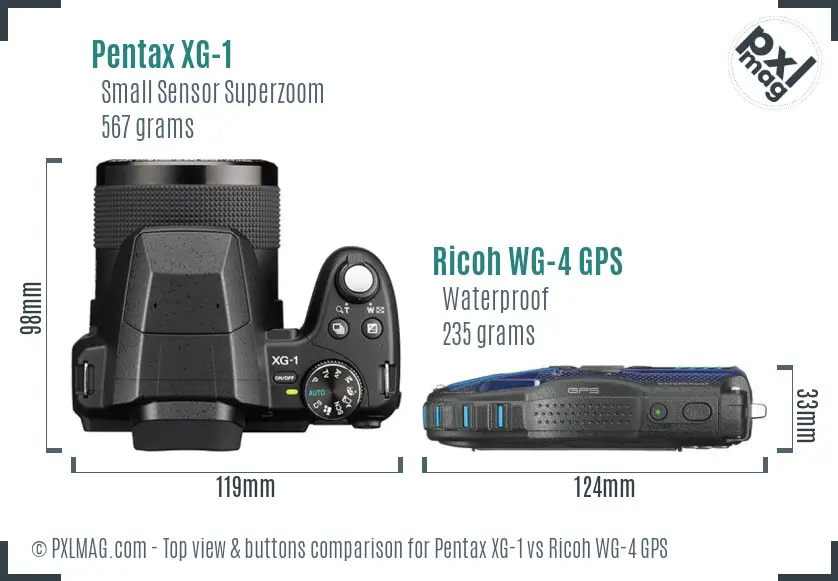 Pentax XG-1 vs Ricoh WG-4 GPS top view buttons comparison