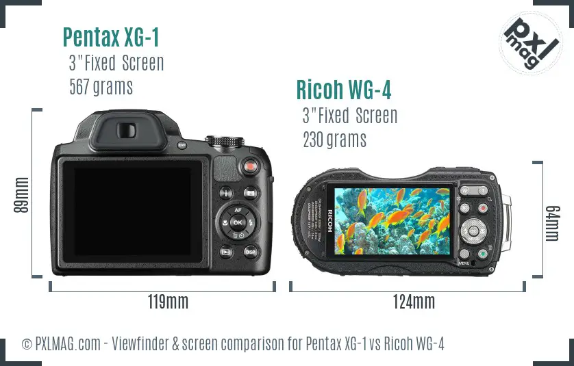 Pentax XG-1 vs Ricoh WG-4 Screen and Viewfinder comparison