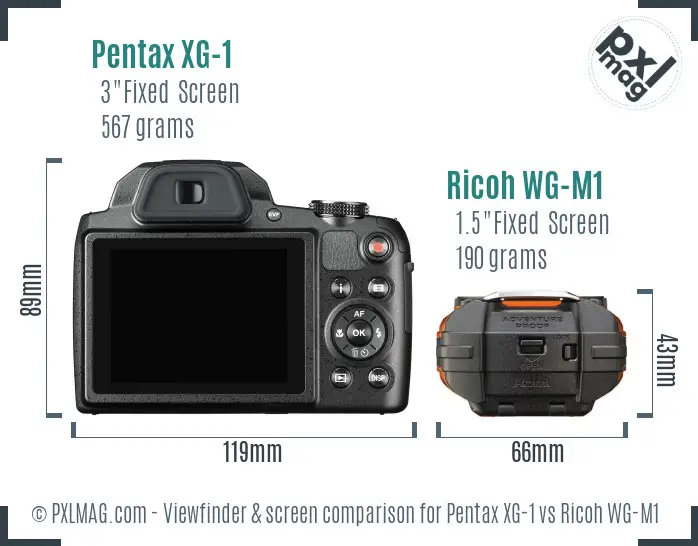 Pentax XG-1 vs Ricoh WG-M1 Screen and Viewfinder comparison