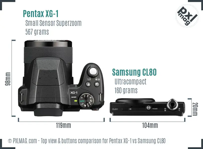 Pentax XG-1 vs Samsung CL80 top view buttons comparison