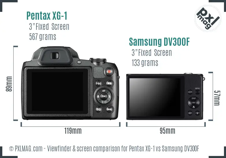 Pentax XG-1 vs Samsung DV300F Screen and Viewfinder comparison