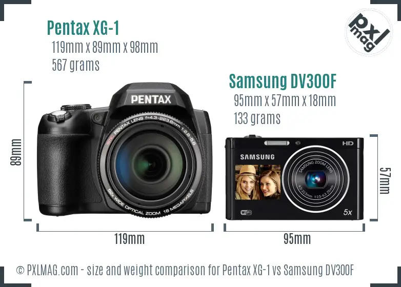 Pentax XG-1 vs Samsung DV300F size comparison