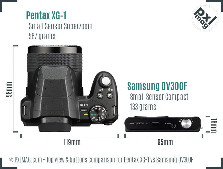 Pentax XG-1 vs Samsung DV300F top view buttons comparison