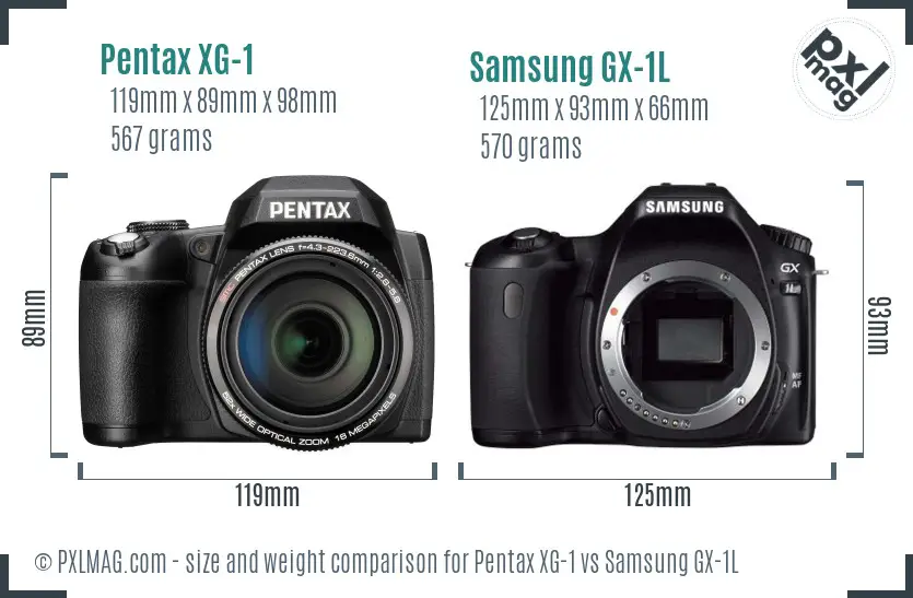 Pentax XG-1 vs Samsung GX-1L size comparison